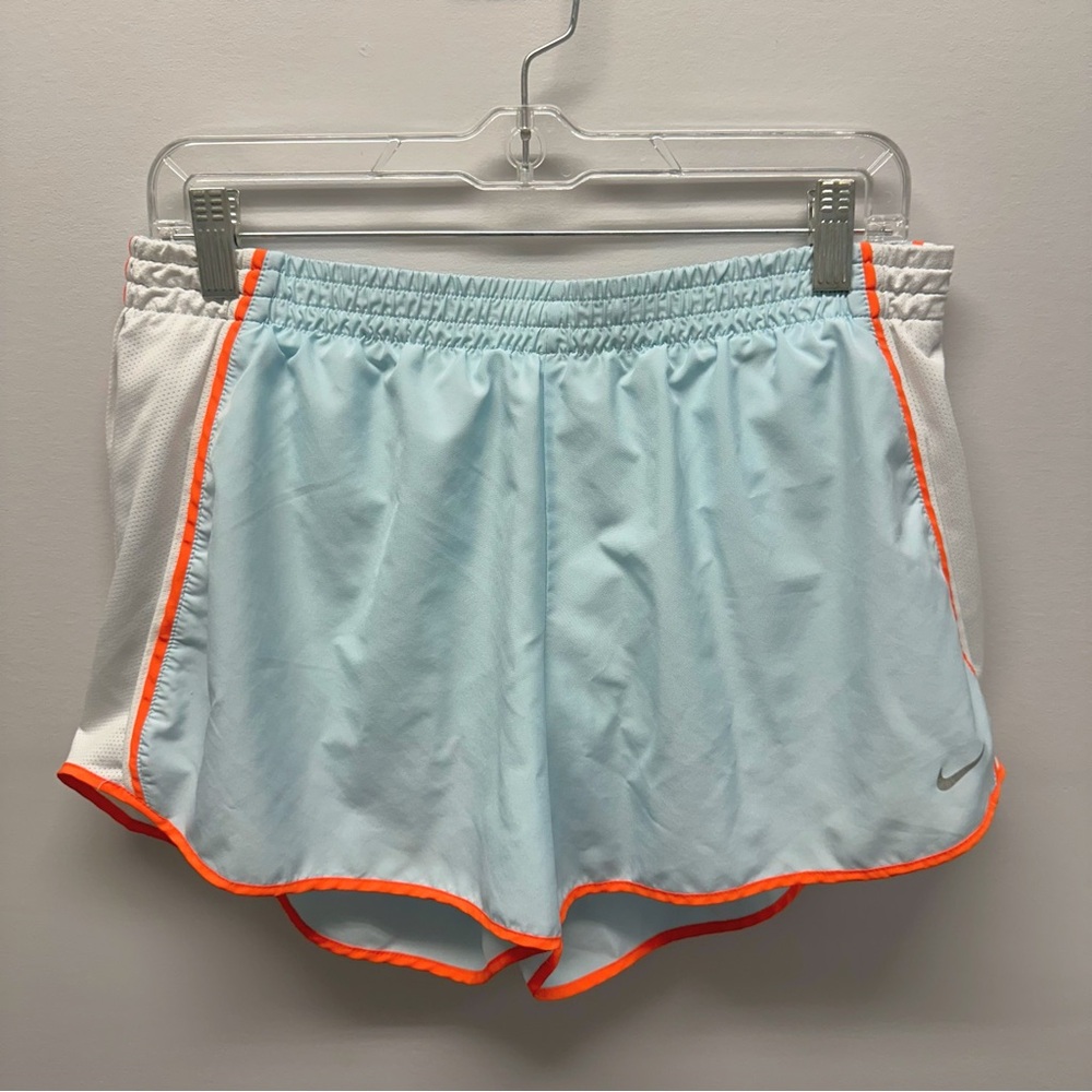 Nike Blue Athletic Shorts with drawstring, key pockets, & mesh underwear, Sz L